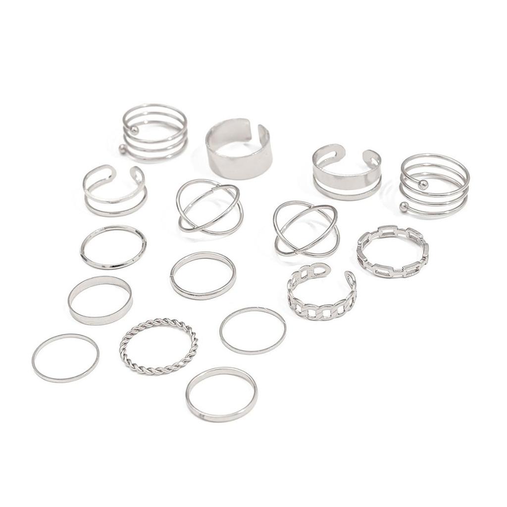 European & American Fashion Niche Design Luxe Plain Ring Set for Women