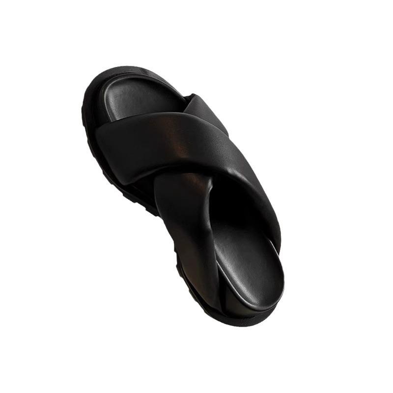 Modă 2024 Modă Papuci de damă cu talpă groasă Vară Exterior Curea încrucișată Sandale de plajă Papuci Sandale cu platformă anti-alunecare cu înălțime