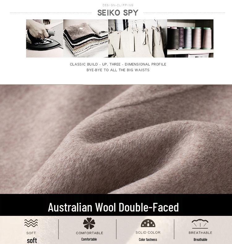2025 New Autumn/Winter Double-Sided Cashmere Coat for Middle-Aged & Elderly Women - Mid-Length, High-End Wool Overcoat
