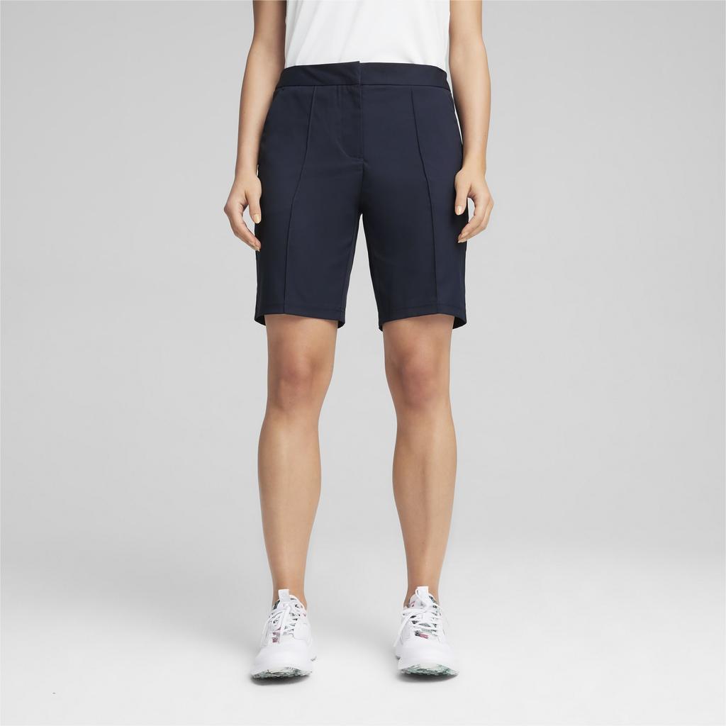PUMA Solid Color Golf Sports Straight Leg Mid Rise Casual Shorts Women shorts Navy-Blue 623886-03