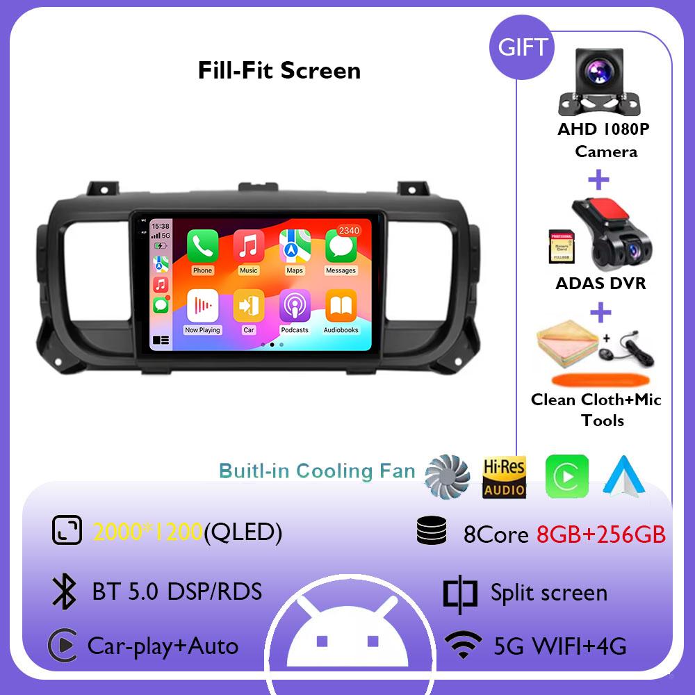 Android 14 Car Radio Multimedia Player For Citroen Jumpy III 3 SpaceTourer 1 For Peugeot Expert III 3 2016-2021 Carplay Stereo