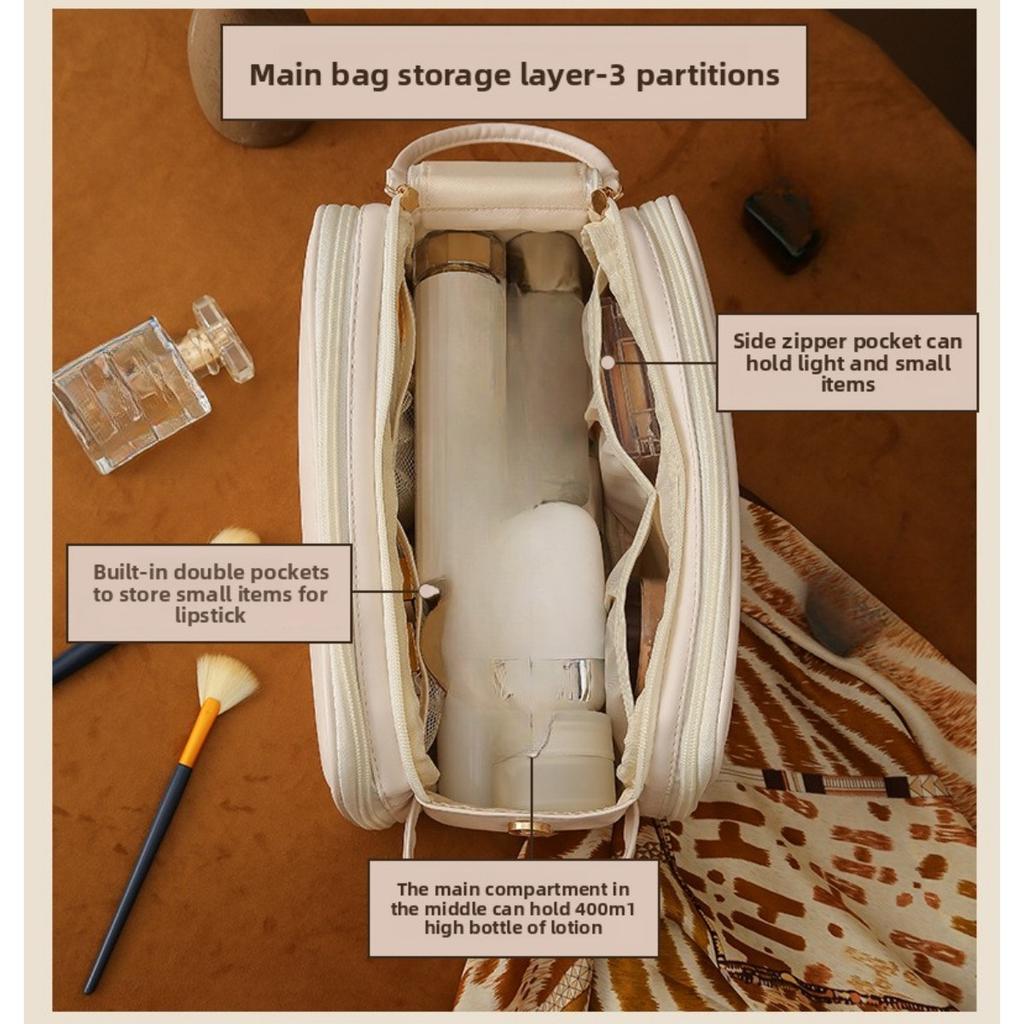Damen Multifunktionale Make-up-Tasche - Große Kapazität Tragbare Reise Kosmetik Aufbewahrungsbox, Mit Pinsel- und Toilettenartikel-Aufbewahrungsfächern