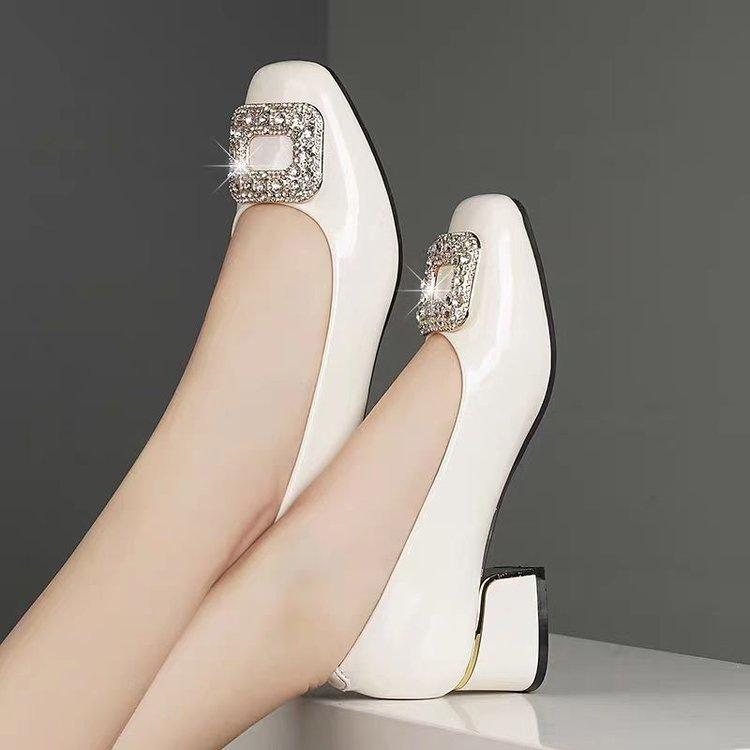 Rhinestone non-slip autumn new single shoes soft sole comfortable professional leather shoes