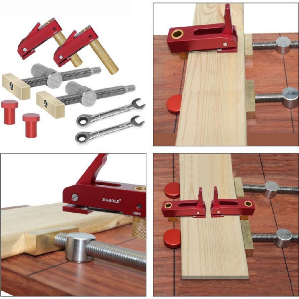 Woodworking Desktop Quick Acting Hold Down Clamp and Tenon Stopper Clamping Tools Set for Woodworking Benches 19/20MM Hole Tool