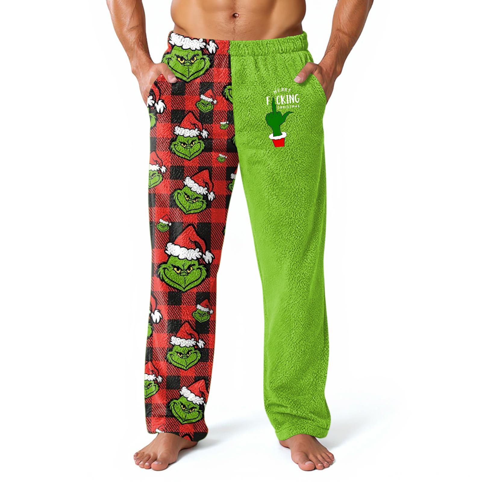 

Мужские рождественские пижамные штаны ComfyPants с карманами Мягкая домашняя одежда Одежда для сна Повседневные праздничные пижамные штаны XXL чёрный