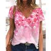 New Flower Floral 3D Print T-shirt Women V-Neck Short Sleeve Tees Y2k Tops Streetwear Harajuku Oversized T Shirts Woman Clothing