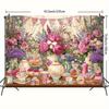 2D Pink Tea Party Backdrop Afternoon Photography Background