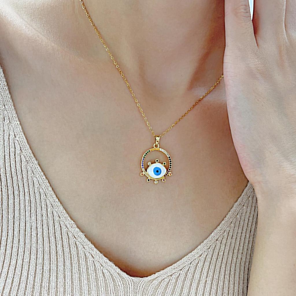 Gold Hamsa Hand Eye Stainless Steel Hypoallergenic To Coin Hip Hop Thanksgiving Accessories Colored [Rockyu] Women's Necklace, Necklace, Coin, Devil's