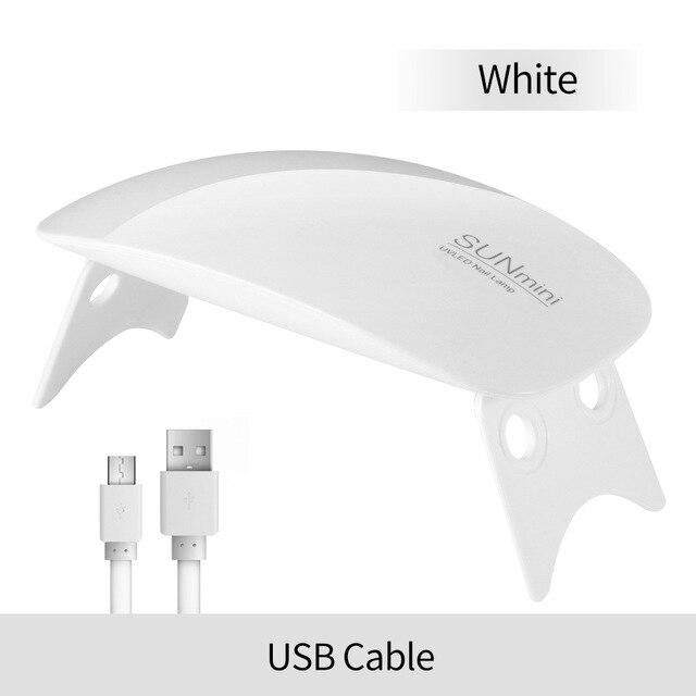 

Міні лампа для нігтів 6 Вт Машина для сушіння нігтів УФ-світлодіодна лампа Портативна лампа для сушіння кабелю USB для гель-лаку білий