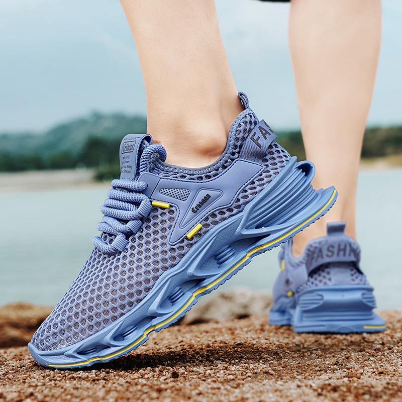 Fashion Mens Casual Sneakers Summer Mesh Lace Up Lightweight Comfortable Fashion Versatile Style Exercise Outdoor Running Shoes