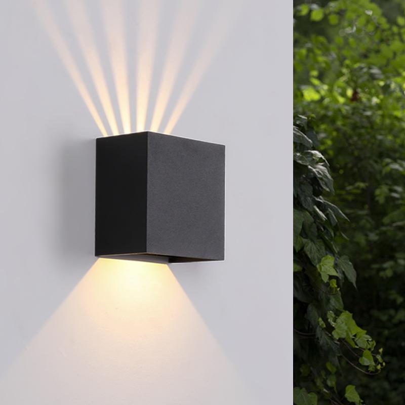 Modern Outdoor Wall Light Decoration Sconces Waterproof Balcony LED Lighting Fixture Black Sqaure Up Down Light Adjustable Angle