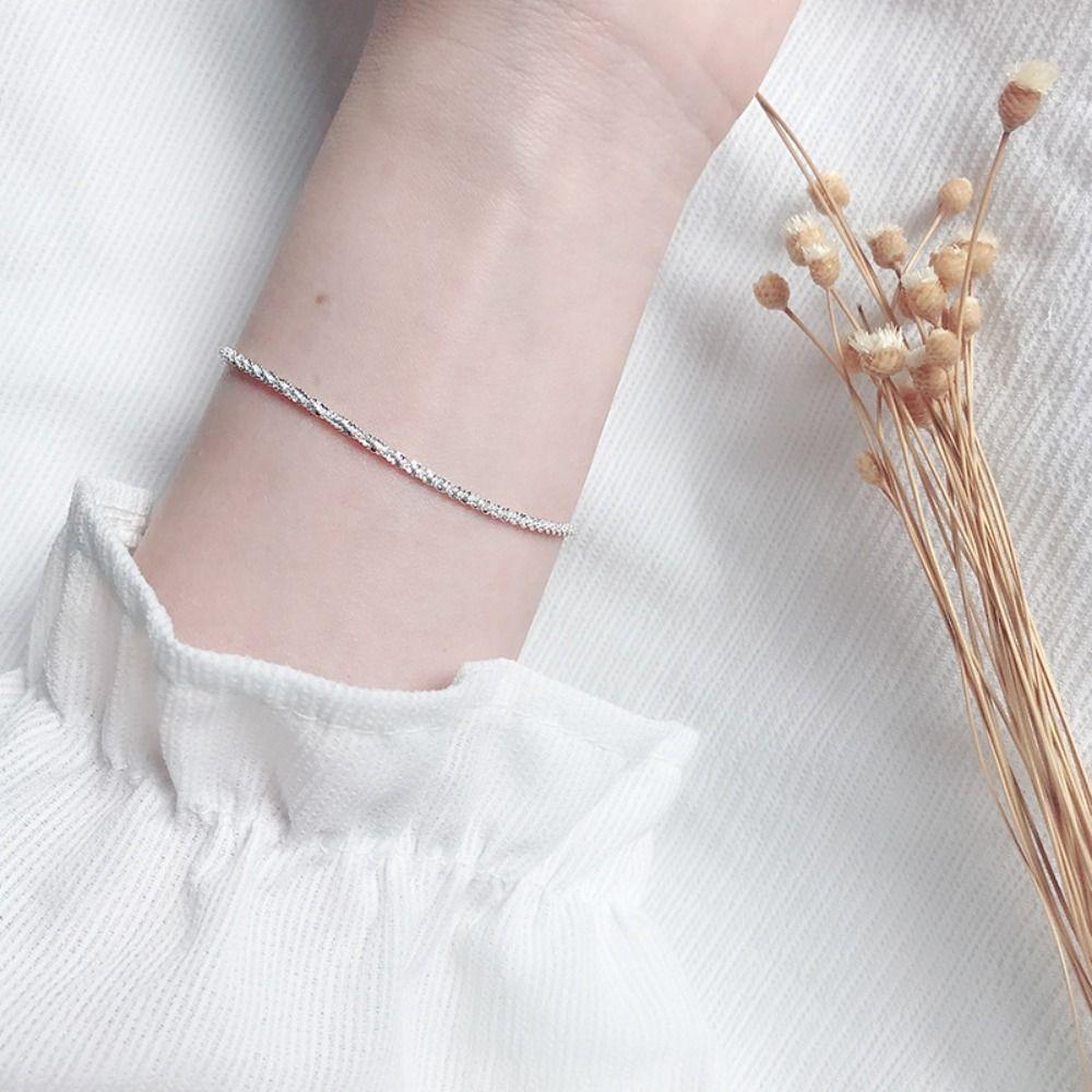 Geometry Simple Metal Bracelet Silver Shining Bracelet Fashion Thin Chain Bracelet  Party