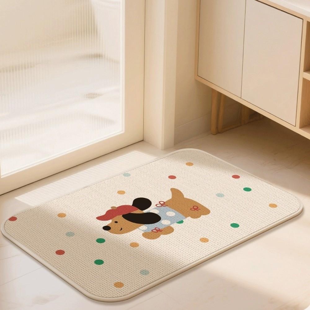 Cute Style Anti Slip Cartoon Floor Mat Absorbent Soft Absorbent Rug Imitation Weaving Animal Pattern Kitchen Mats Kitchen