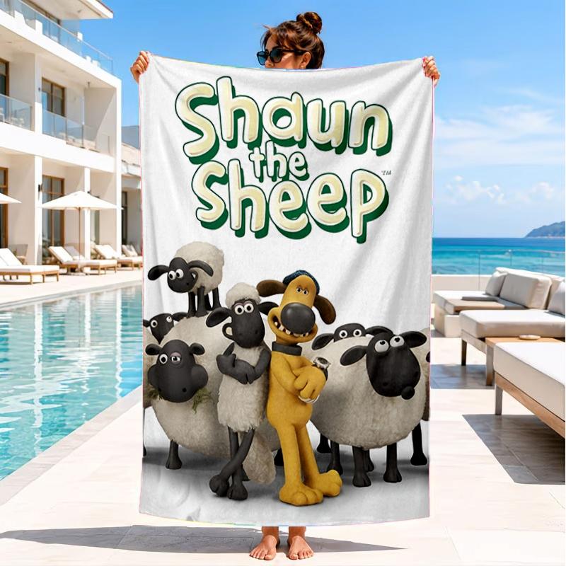 Sheep And Shaun Adventure Beach Towel, Super Soft Microfiber, Perfect Gift for Her/Him, Birthday, for Pool, Beach, Travel, Decor Beach Party