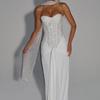 Elegantes Europäisches & Amerikanisches Damen-Formelles Schlank geschnittenes Kleid für Frühling/Sommer mit tiefem Ausschnitt, Pailletten, Reißverschluss und Falten-Design