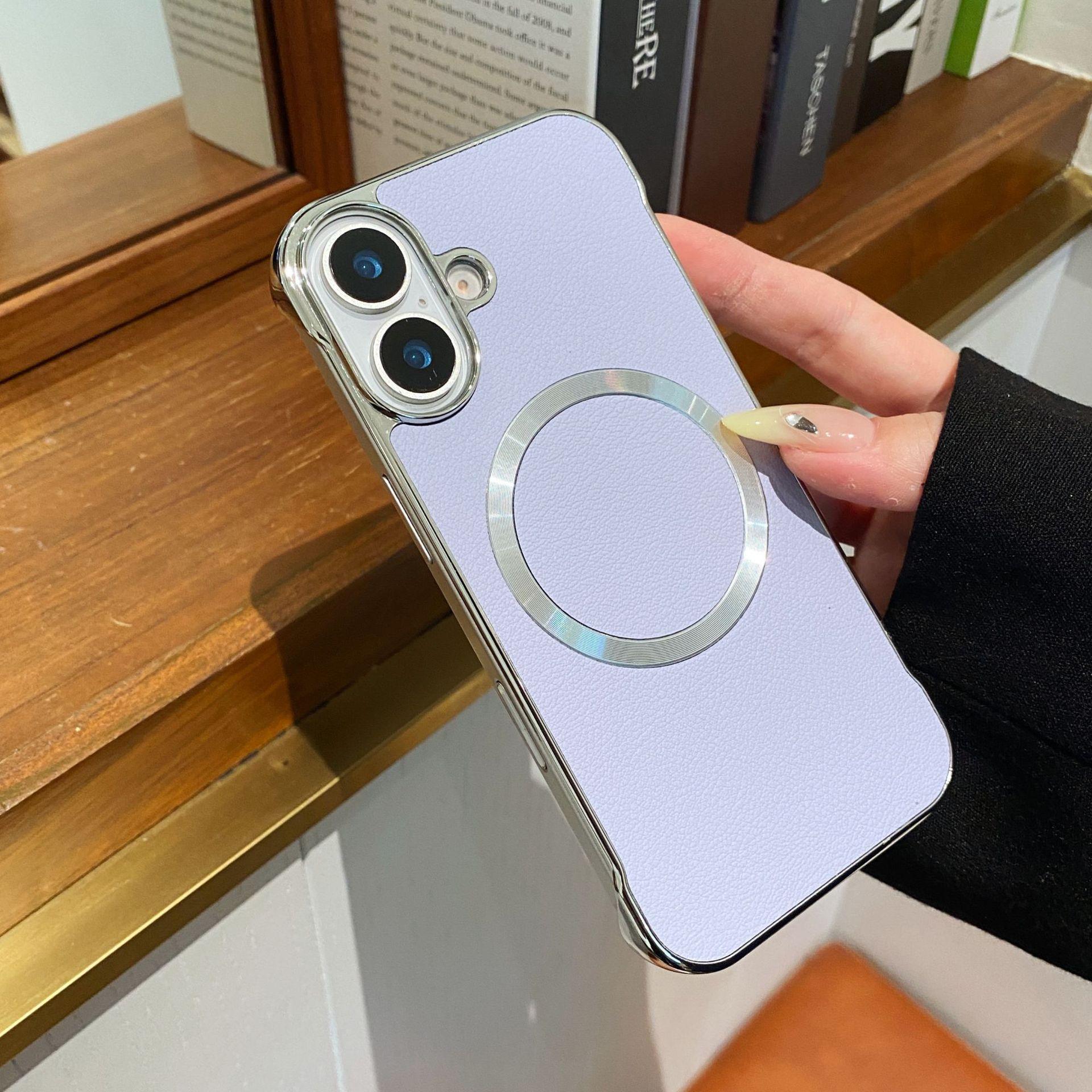 

Подходит для iPhone16PROMAX Безрамочный Чехол для телефона с магнитной адсорбцией Apple 15 Кожаный Чехол Huawei Mate70 Противоударный Чехол iPhone13proMax