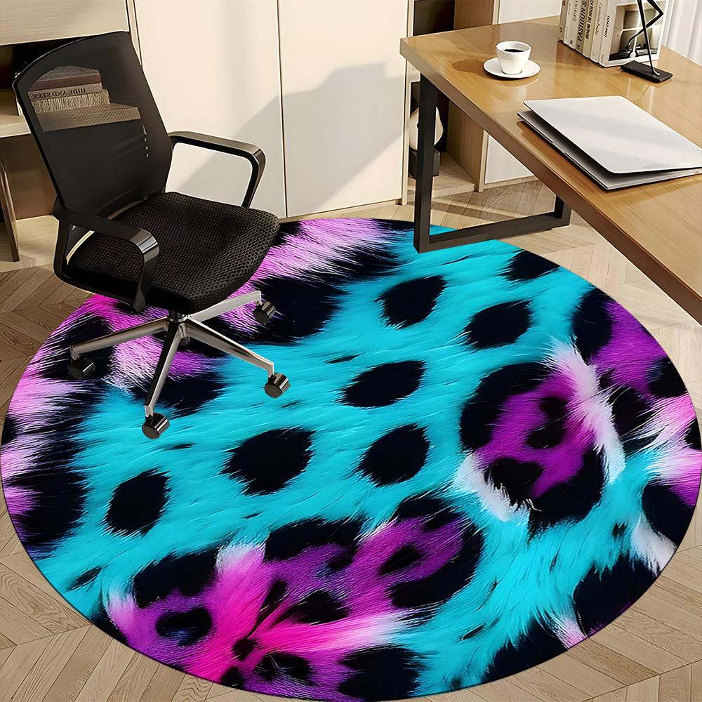1pc Cheetah Print Vibrant Office Round Area Rug, Mat Suitable ForOffice, Under Office Chairs Bedroom Living Room Home Decor, Room Deco
