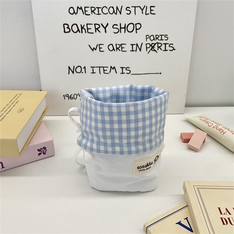 

Folding Pen Holder Pencil Bag Multifunctional Drawstring Pencil Case Cosmetic Bag Girl Travel High Capacity Portable Storage Bag синий