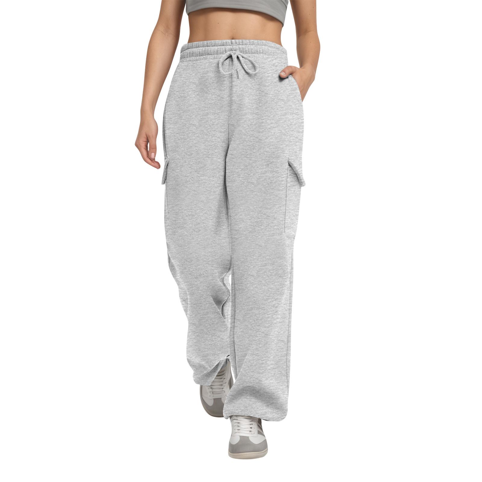 

Женские спортивные штаны с карманами Осень Зима Флисовая подкладка Теплые Однотонные S