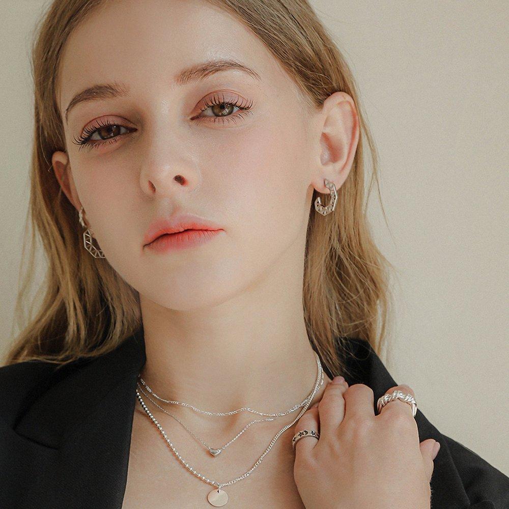 J.Lauren Silver Hexagon Silver Hoop Earrings M03628