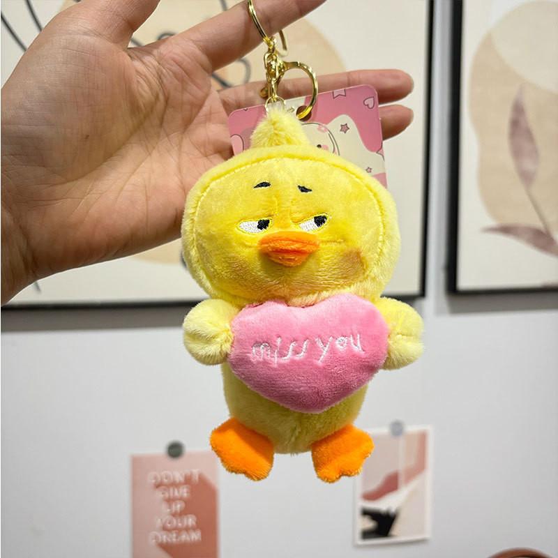 Soft Collectible Duck Plush Doll 10cm With Heart And Bee Options Customization