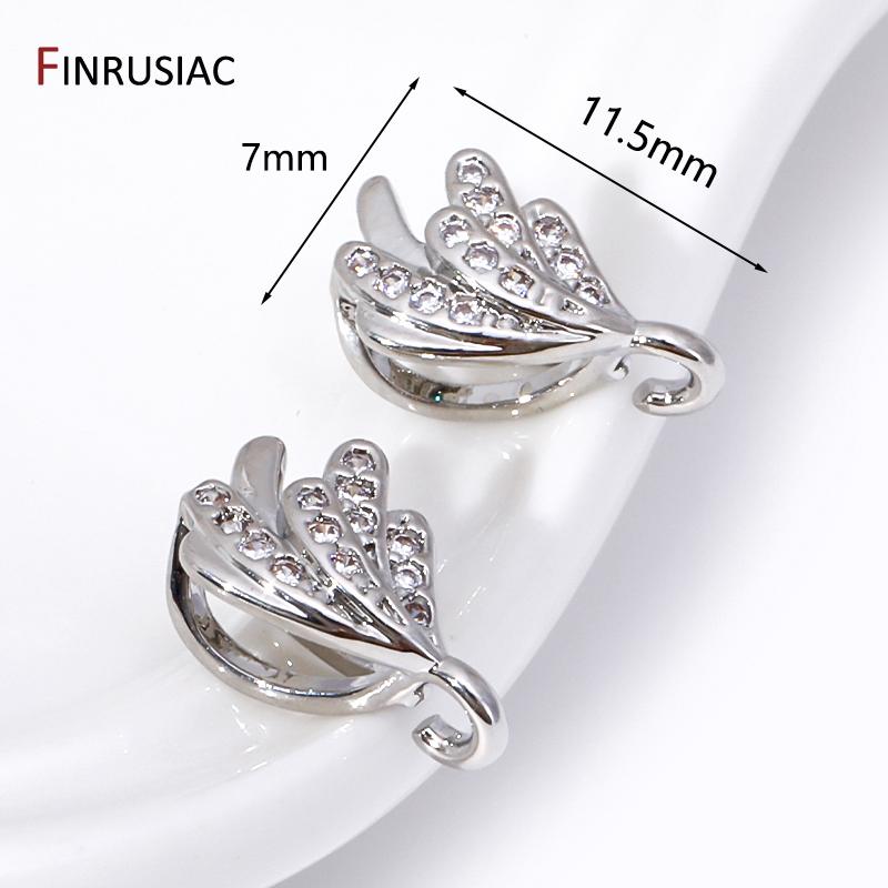 

Rhodium Plated Inlaid Zircon Pendant Bail,Brass Pendant Connectors Bails DIY Jeweley Making Accessories 2 pieces