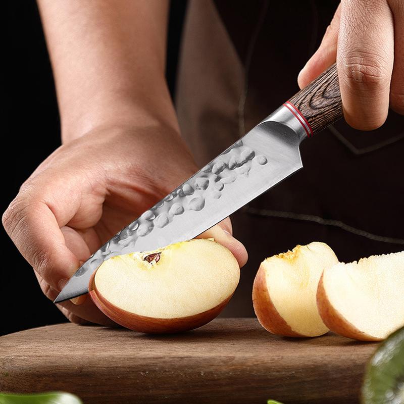 Forged Hammer Kitchen Meat Cleaver Butcher Knife Boning Knife Fruit Paring Stainless Steel Slicing Cooking Knives with Cover