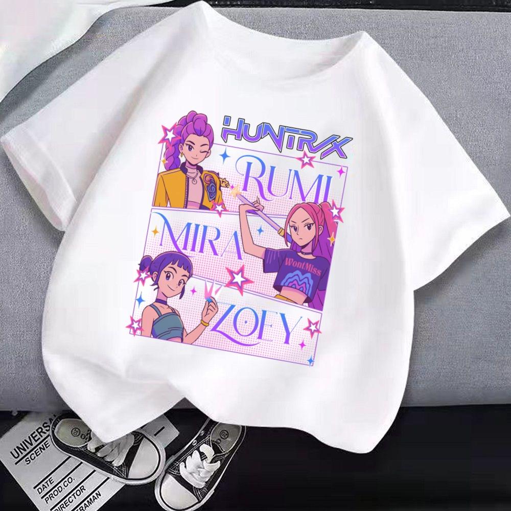 Kpop Demon Hunters Children's Clothing Short Sleeve T-shirt Cute Kpop Demon Hunters Tiger Harajuku Tshirt for Boys Girls