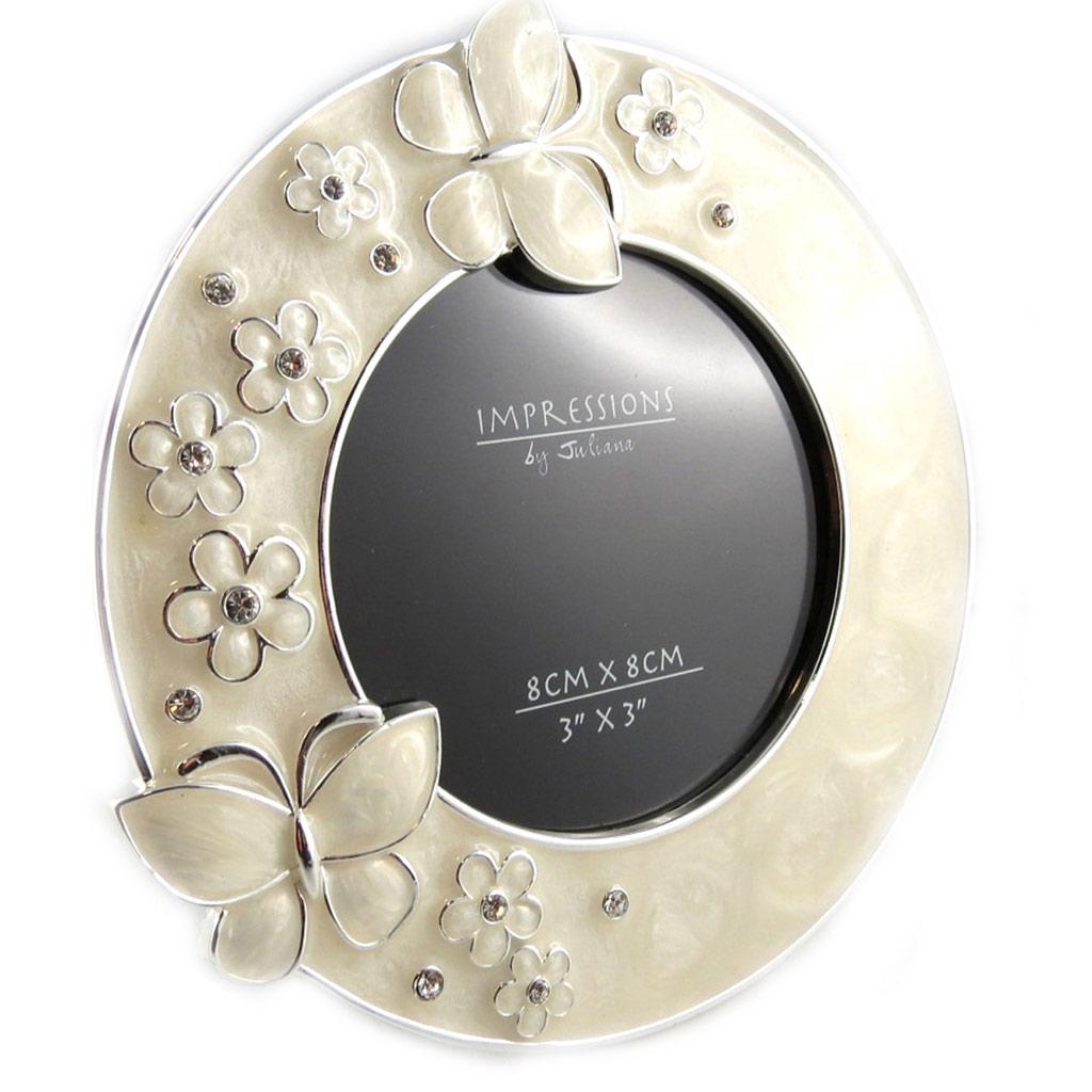 Les Trésors De Lily [L3252] - Cadre Photo 'Papillon de Soie' beige argenté (8x8 cm)