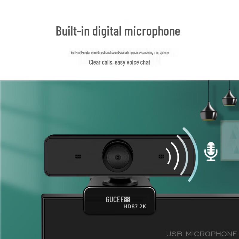 GUCEE HD87 2K HD Computer Webcam with Microphone