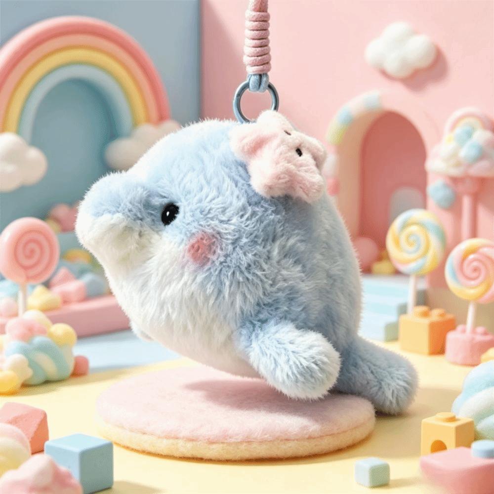 Small Plushie Dolphin Plush Keychain Soft Fluffy Seal Stuffed Doll Seal Plush Pendant Kids