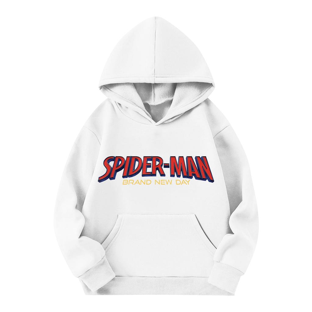 Kids Long Sleeve Pullover Hoodie with Pocket Letter Print Loose Fit Top