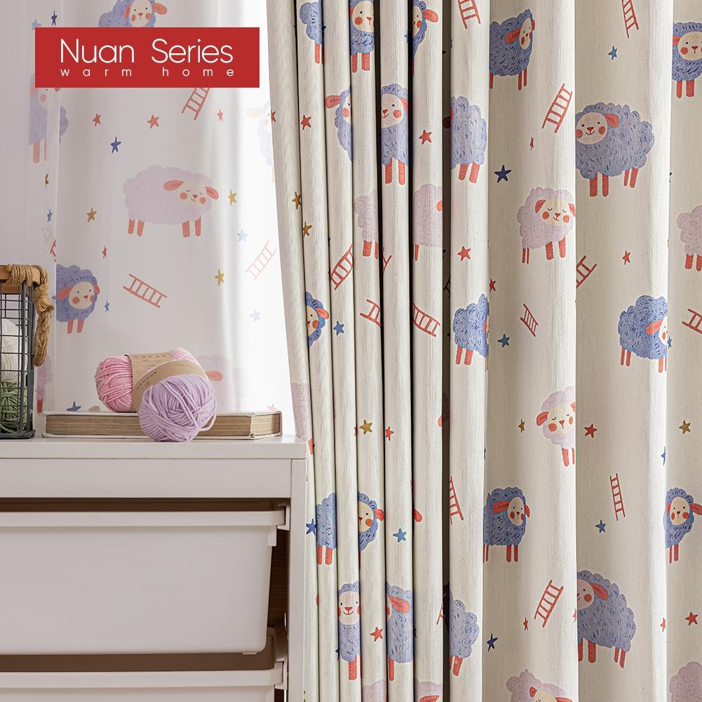 1PC Nuan Series 90% Blackout Curtains Cute Lamb Print Children's Curtains Thick Curtains for Bedroom Living Room Window for Home Decor