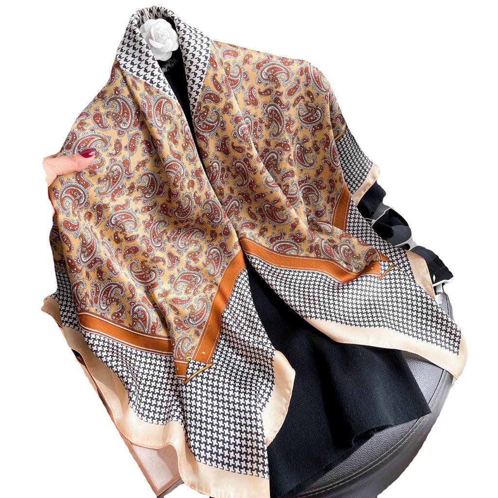 Wysokiej jakości luksusowe jedwabne szale z pałąkiem na głowę szaliki szalik dla kobiet łańcuszek jedwabny szal damski dekoracyjny szal