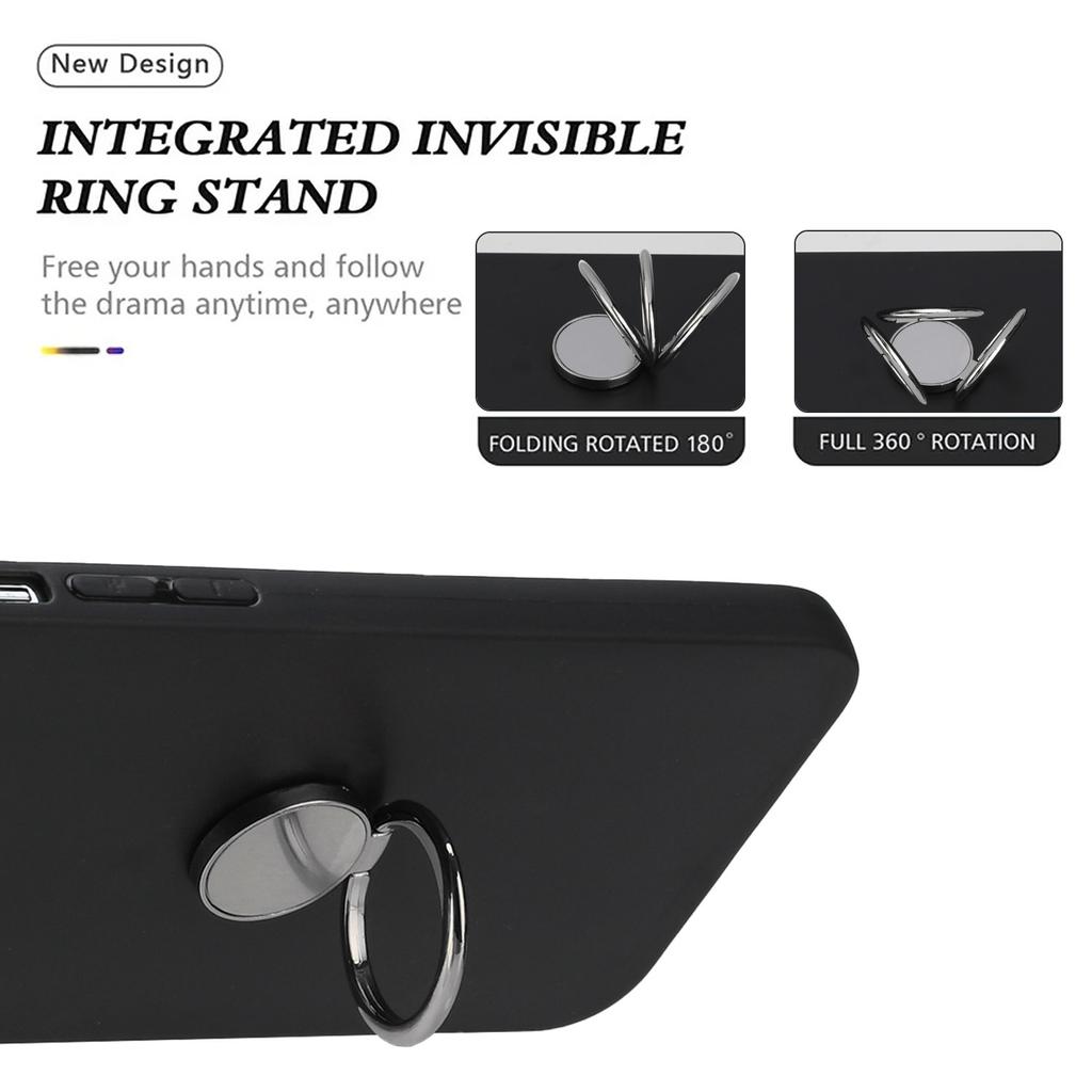 Ring Kickstand Cover for Samsung Galaxy S22 5G Anti-drop Matte TPU Phone Case Works for Magnetic Car Mount