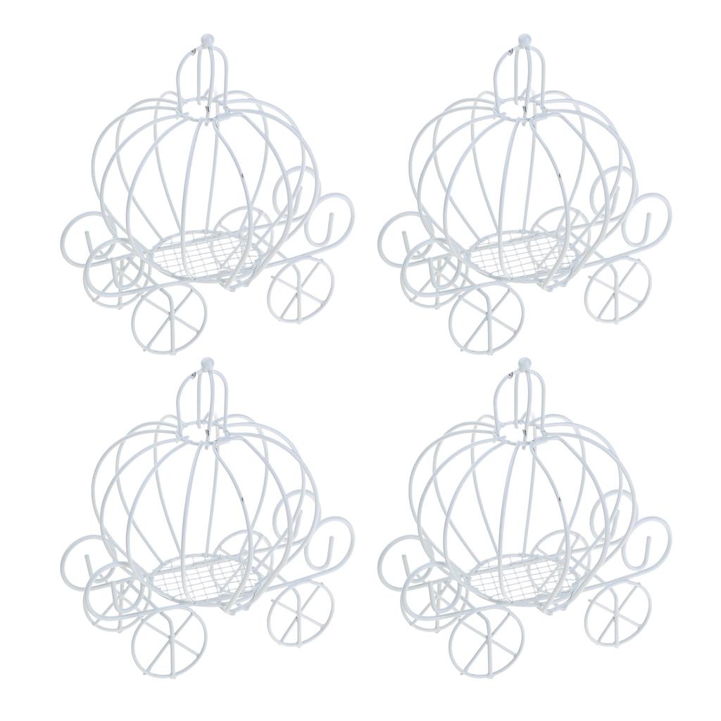 4pcs Chocolate Box Classical White Iron Wedding Favor Boxes For Party Easy To Assemble Pumpkin Carriage Shape Holder