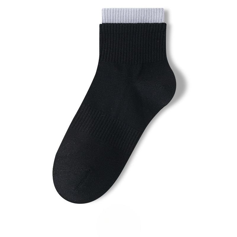 

Женские весенне-осенние простые универсальные хлопковые спортивные носки-трубы с двойными рокетками, дышащие 1 pair чёрный