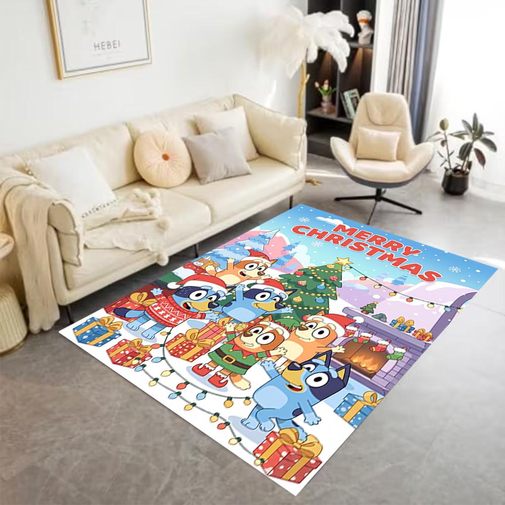 Bluey Friends Adventure Floor Rug Office Rug Suitable for Dining Room Foyer Kitchen Game Room Anti-slip Rug Anime Office Decor Gift for Festivals