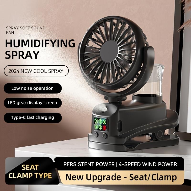Spray Electric Fan Portable 4-Speed Clip Fan 360° Rotating with Clip Base Multi-function Humidifier Office Home Small Fan 2025