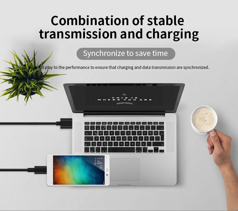 High-Speed USB2.0 to Type-C Data Cable for Android Fast 3A Charging with PVC Jacket Braid Shielding for Earphone & Camera Use