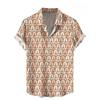 Vintage Button Up Shirt Man 3d Map Printed Short Sleeve Hawaiian Shirt Lapel Men's Clothing Casual Fashion Tops