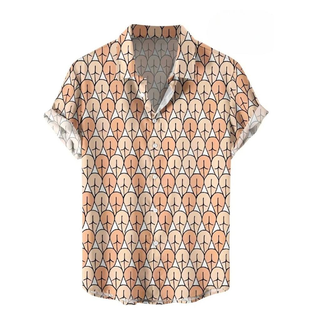 Vintage Button Up Shirt Man 3d Map Printed Short Sleeve Hawaiian Shirt Lapel Men's Clothing Casual Fashion Tops