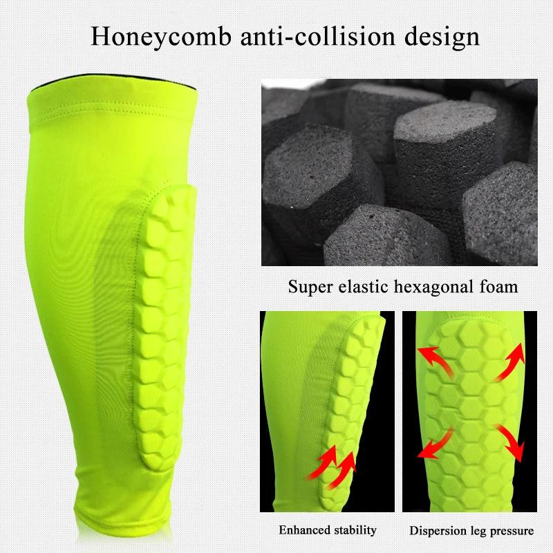 1Pcs Leg Sleeves Shin Guards Shockproof Honeycomb Nylon Support Sock Shin Protector Soccer Gear Soccer Shields Sports Legging