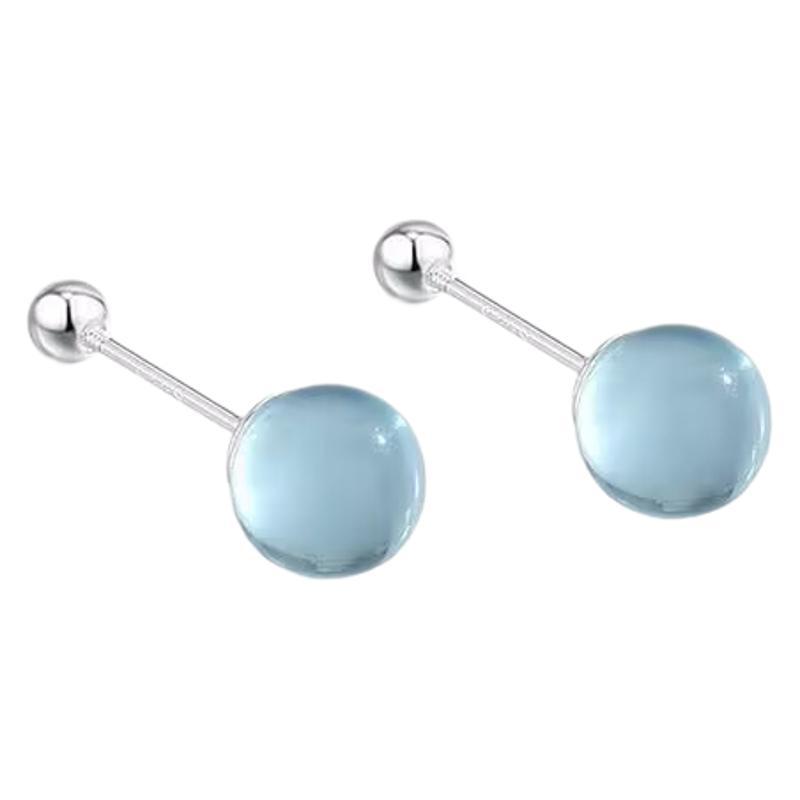 ear bone studs cochlear studs and small exquisite ear studs high-end ladies earrings transparent 1 pair of for ladies sea blue  Unique