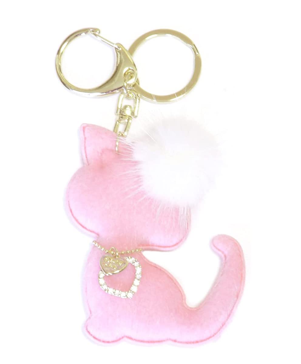

[byDream] Cute Mink Fur Charm Cat Keychain with Harako-Style Fluffy Cat Bag Charm, Mink Fur Gift, Animal Charm, Stylish Gift (Pink)