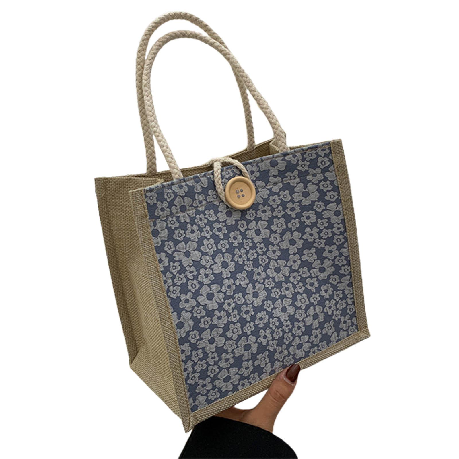 Сумка-тоут из джута с ручкой, повседневная сумка из джута, легкая сумка для покупок, многоразовая сумка для покупок на пляже