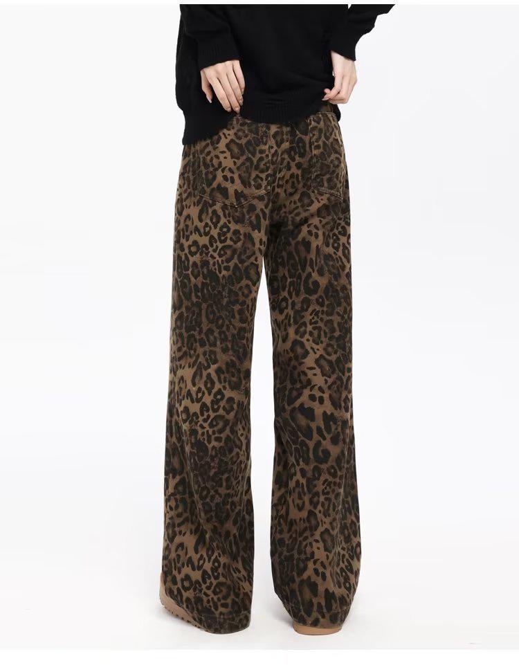 Unisex Retro-Freizeithose mit geradem Bein und Leopardenmuster