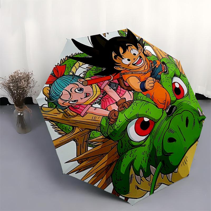 1pc Dragon Ball Z Goku & Chi-Chi Outdoor Umbrella - Automatic Opening/Closing - Portable 3-Fold Design - Iron Frame - Ideal Gift for Fans, Travelers,