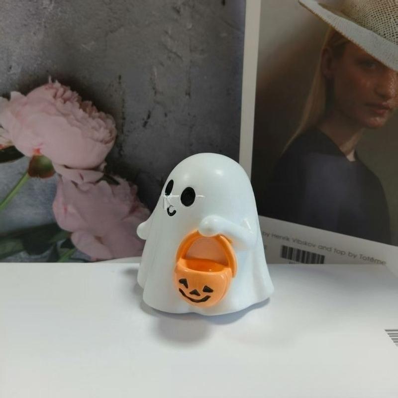 Cute Ghost Figurine - New Halloween Decoration, Creative Home Decor, Convenient Resin Craft for Desktop Display Interesting