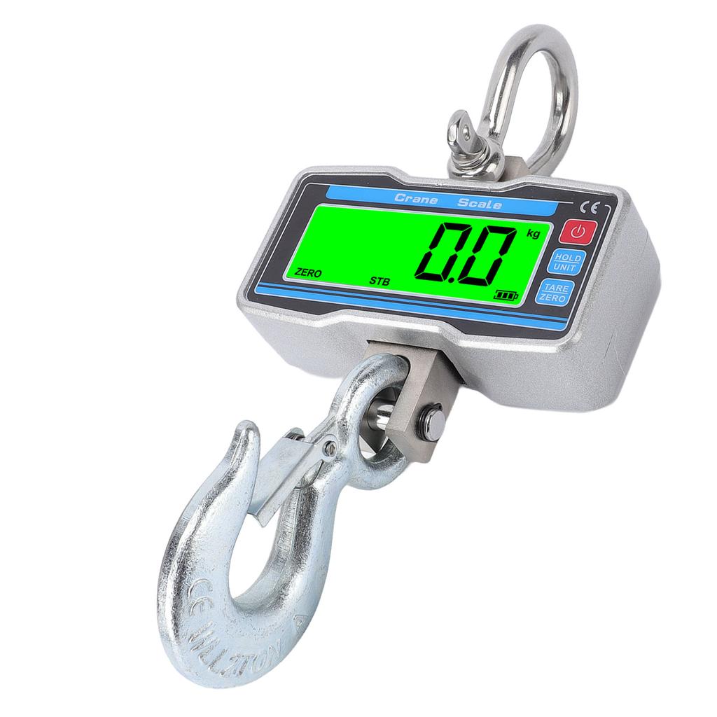 Digitale Kranwaage 2000kg 4400lbs Industrielle Hängewaage 0,8 Zoll 5-stellige LCD-Anzeige Einheitenumschaltung Datenhaltefunktion Tara